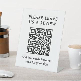 Signe De Table Code QR de révision personnalisé noir simple moder