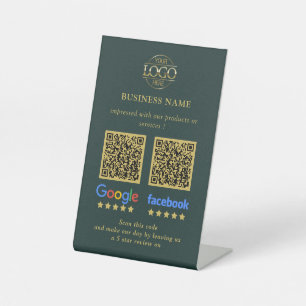 Signe De Table Code QR de révision Simple Business Google et Face