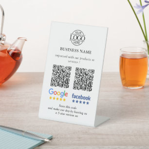 Signe De Table Code QR de révision simple pour Google et Facebook