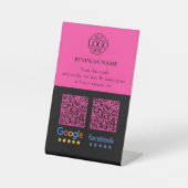 Signe De Table Code QR de révision simple pour Google et Facebook (Recto)