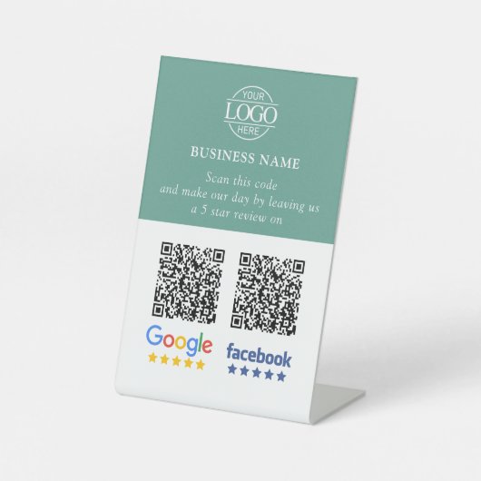 Signe De Table Code QR de révision simple pour Google et Facebook (Recto)
