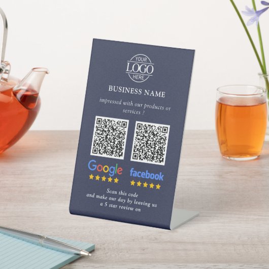 Signe De Table Code QR de révision simple pour Google et Facebook (In SItu)