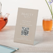 Signe De Table Code QR de salon élégant minimal brun et blanc (In SItu)
