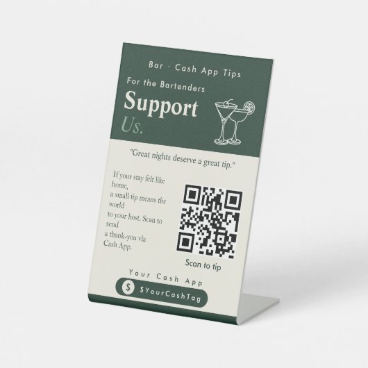 Signe De Table Code QR de soutien esthétique pour nous | Conseils (Recto)