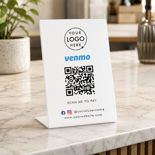 Signe De Table Code QR de Venmo de paiement | Scannez pour payer