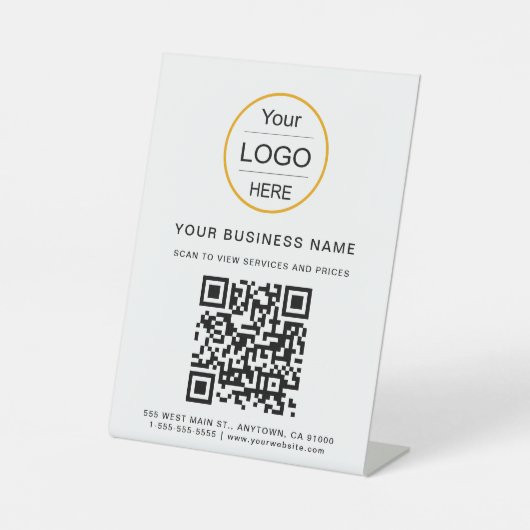 Signe De Table Code QR d'entreprise / Logo Base/Menu Logo (Recto)