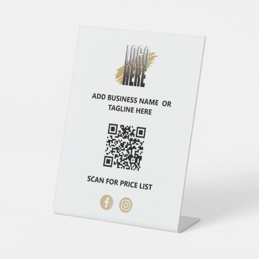 Signe De Table Code QR d'entreprise moderne avec logo (Recto)