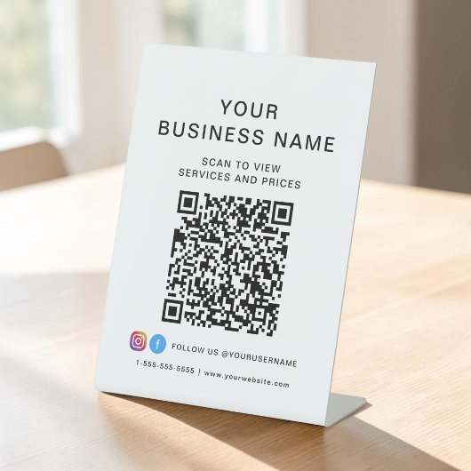Signe De Table Code QR d'entreprise, scannez pour vous connecter