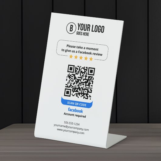 Signe De Table Code QR des avis Facebook Évaluez mon entreprise 5