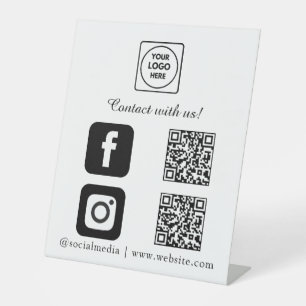 Signe De Table Code QR des médias sociaux   Connecter Instagram F