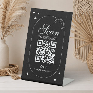 Signe De Table Code QR des médias sociaux minimaliste 'Connectez-