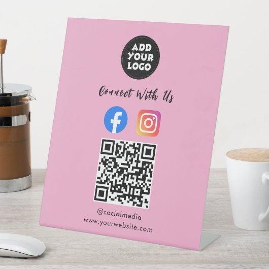 Signe De Table Code QR des médias sociaux | Présentoir de table I (In SItu)