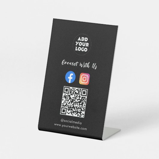 Signe De Table Code QR des médias sociaux | Présentoir pour Insta (Recto)