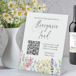 Signe De Table Code QR du Fonds de Lune de Miel de Prairie de Fle