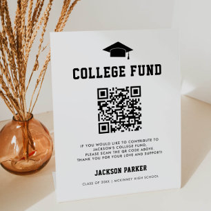 Signe De Table Code QR du fonds du collège Signé pour la fête de