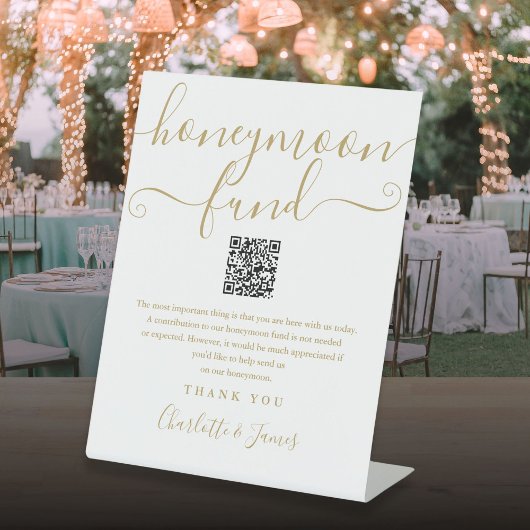 Signe De Table Code QR du Fonds Lune de Miel Or