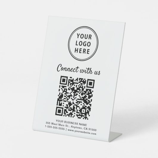 Signe De Table Code QR du logo de l'entreprise Connectez-vous ave (Recto)
