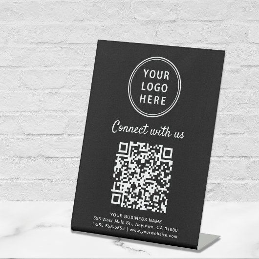 Signe De Table Code QR du logo de l'entreprise Connectez-vous ave