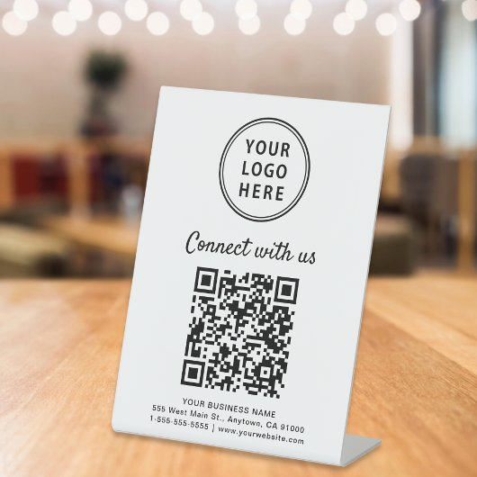 Signe De Table Code QR du logo de l'entreprise Connectez-vous ave