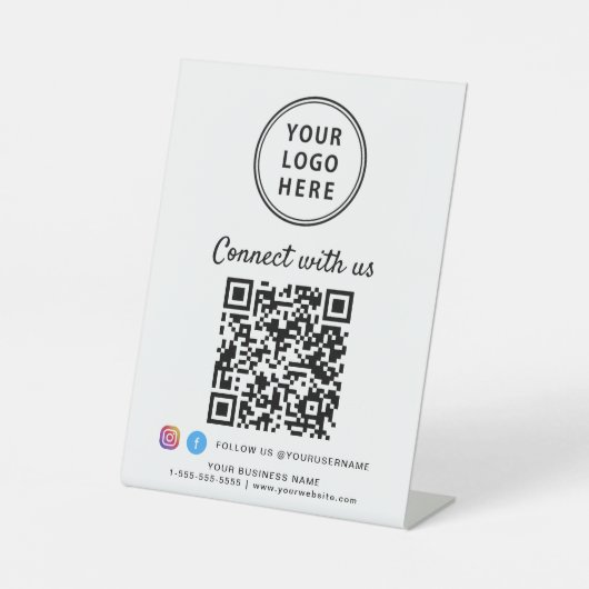 Signe De Table Code QR du logo de l'entreprise Connectez-vous ave (Recto)