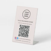 Signe De Table Code QR du logo de l'entreprise Rose (Recto)