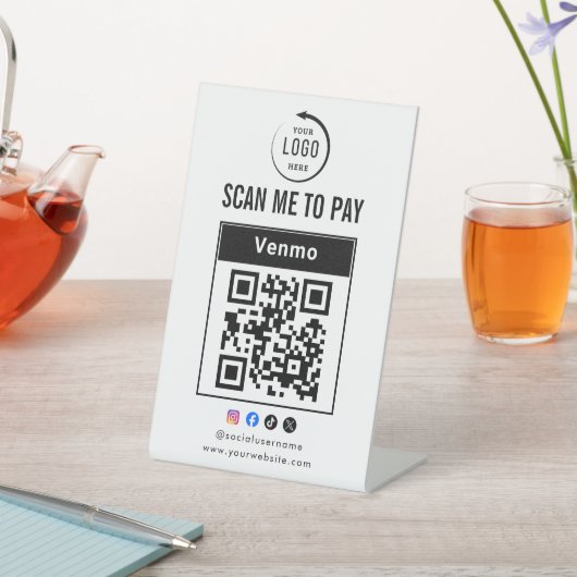 Signe De Table Code QR du logo de l'entreprise Scan To Pay (In SItu)