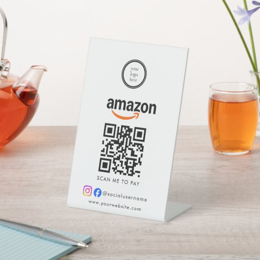 Signe De Table Code QR du logo de l'entreprise Scan To Pay (In SItu)