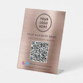 Signe De Table Code QR du logo de l'entreprise sur les réseaux so (Recto)