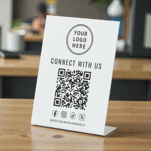 Signe De Table Code QR du logo de l'entreprise sur présentoir