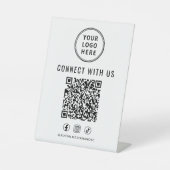Signe De Table Code QR du logo de l'entreprise sur un présentoir (Recto)