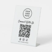Signe De Table Code QR du logo de l'entreprise sur un présentoir (Recto)
