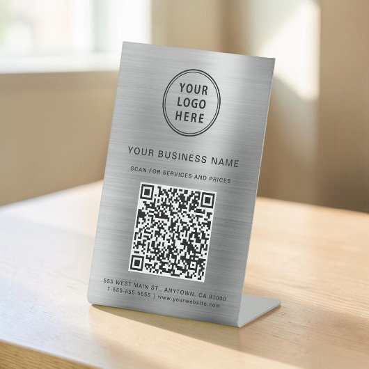 Signe De Table Code QR du logo d'entreprise Scannez pour vous con