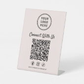Signe De Table Code QR du logo d'entreprise Tablette rose (Recto)