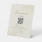 Signe De Table Code QR du Mariage Gold de Honeymoon Fund (Recto)