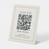 Signe De Table Code QR du menu de bar chic or noir et crème AVERY (Recto)