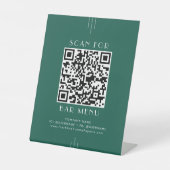 Signe De Table Code QR du menu du bar Art Déco EVERLY vert émerau (Recto)