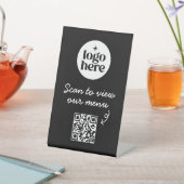 Signe De Table Code QR du menu du logo de l'entreprise noire (In SItu)
