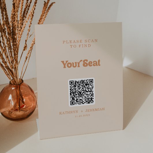 Signe De Table Code QR du plan de table en terre cuite simple et