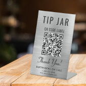 Signe De Table Code QR du pot à pourboires argenté pour table