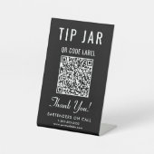 Signe De Table Code QR du pot à pourboires noir sur table (Recto)