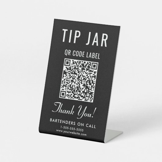 Signe De Table Code QR du pot à pourboires noir sur table (Recto)