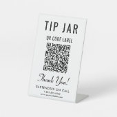 Signe De Table Code QR du pot à pourboires sur socle (Recto)