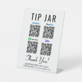 Signe De Table Code QR du pot à pourboires Venmo Paypal Cashapp Z (Recto)