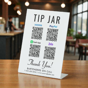 Signe De Table Code QR du pot à pourboires Venmo Paypal Cashapp Z