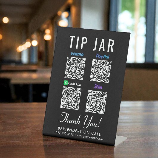 Signe De Table Code QR du pot à pourboires Venmo Paypal Cashapp Z