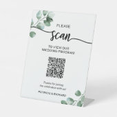 Signe De Table Code QR du programme de mariage verdoyant (Recto)