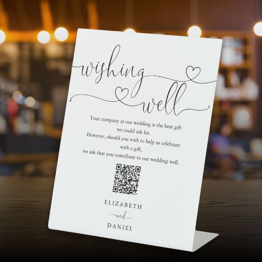 Signe De Table Code QR du puits de souhaits à écriture cœur roman