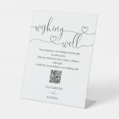 Signe De Table Code QR du puits de souhaits à écriture cœur roman (Recto)