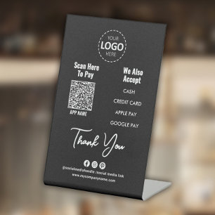 Signe De Table Code QR du règlement personnalisé, règlement