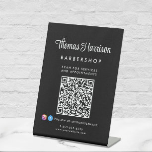 Signe De Table Code QR du script de signature d'entreprise noir